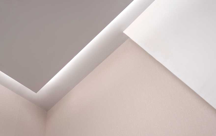 Detail of materials and lighting in office design