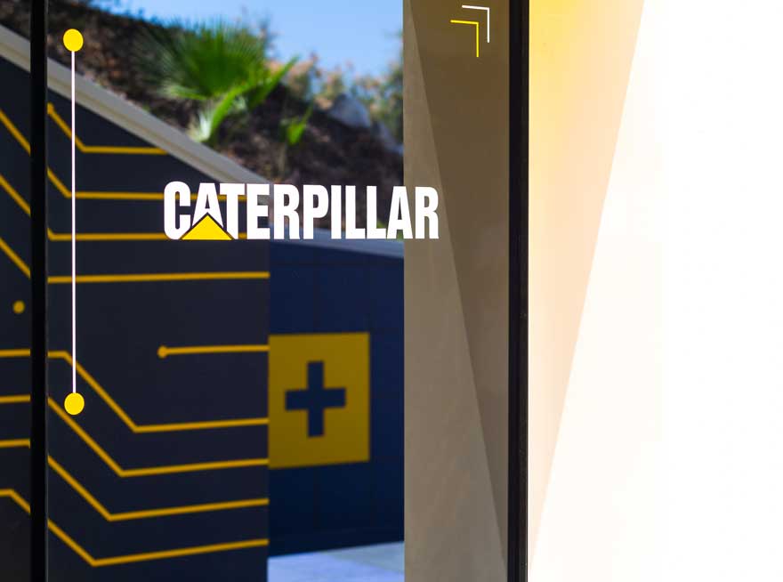 outdoor signage in Caterpillar's technological room